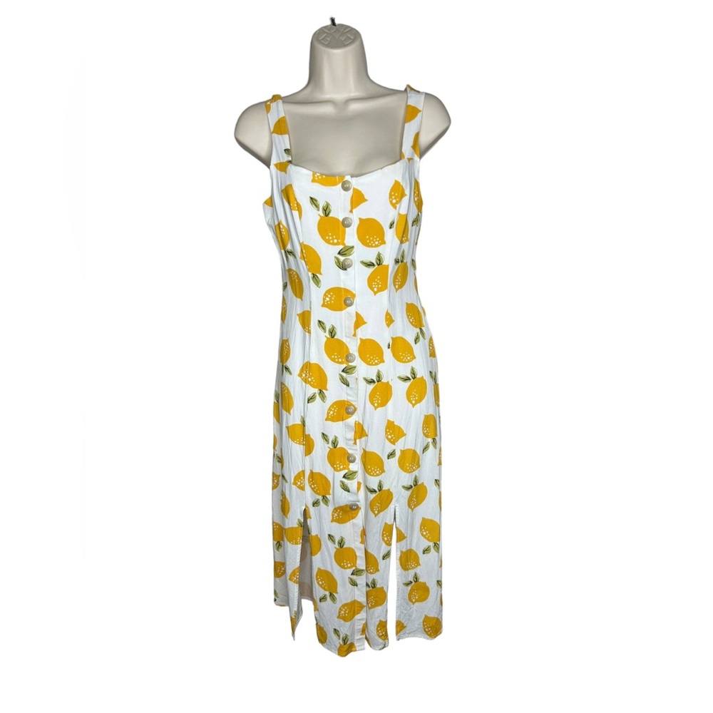 Melloday Lemon Print Smocked Back Dress